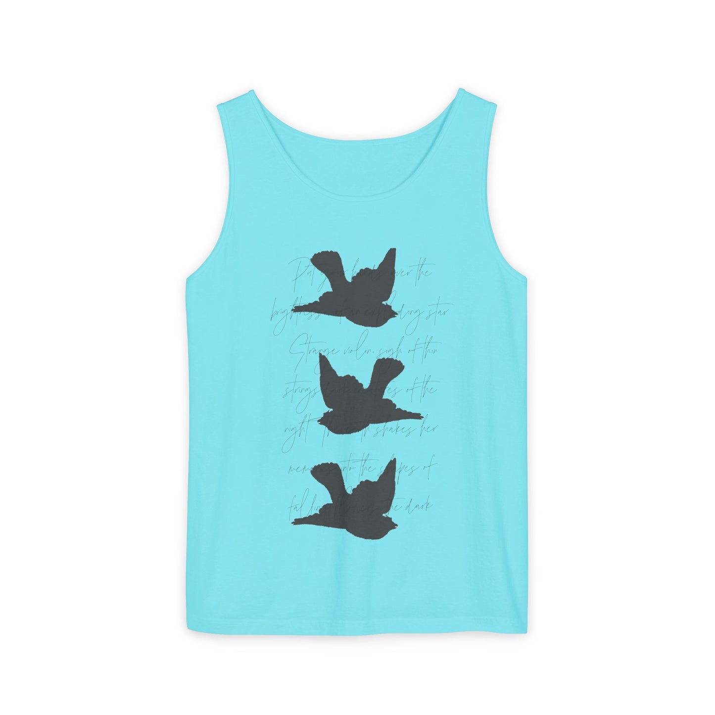 Three Birds + Poetry Front and Back Garment-Dyed Tank Top