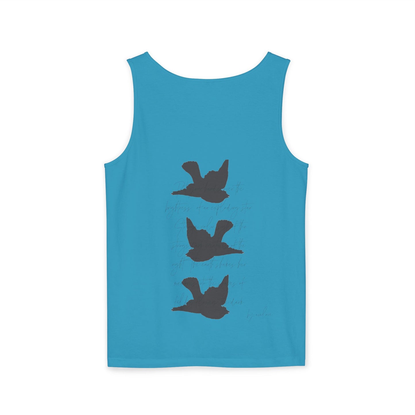 Three Birds + Poetry Front and Back Garment-Dyed Tank Top