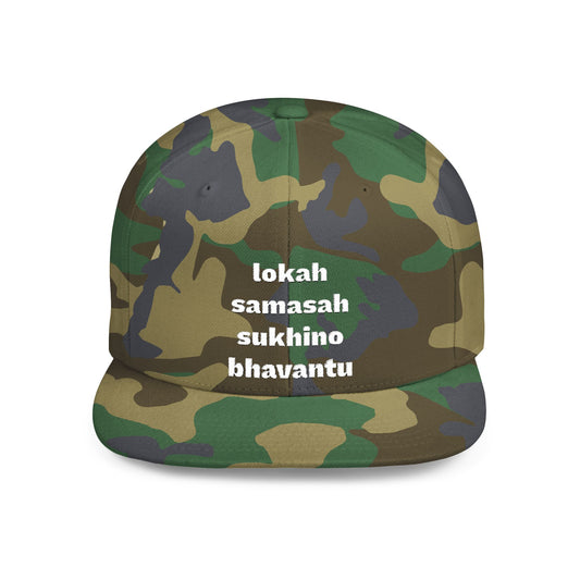 Lokah Samastah Sukhino Bhavantu Flat Bill Snapback Hat