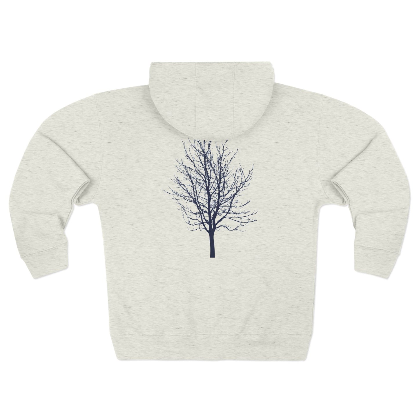 Single Tree with Two Birds - Navy Print Unisex Zip Hoodie- THE STORE by avalove