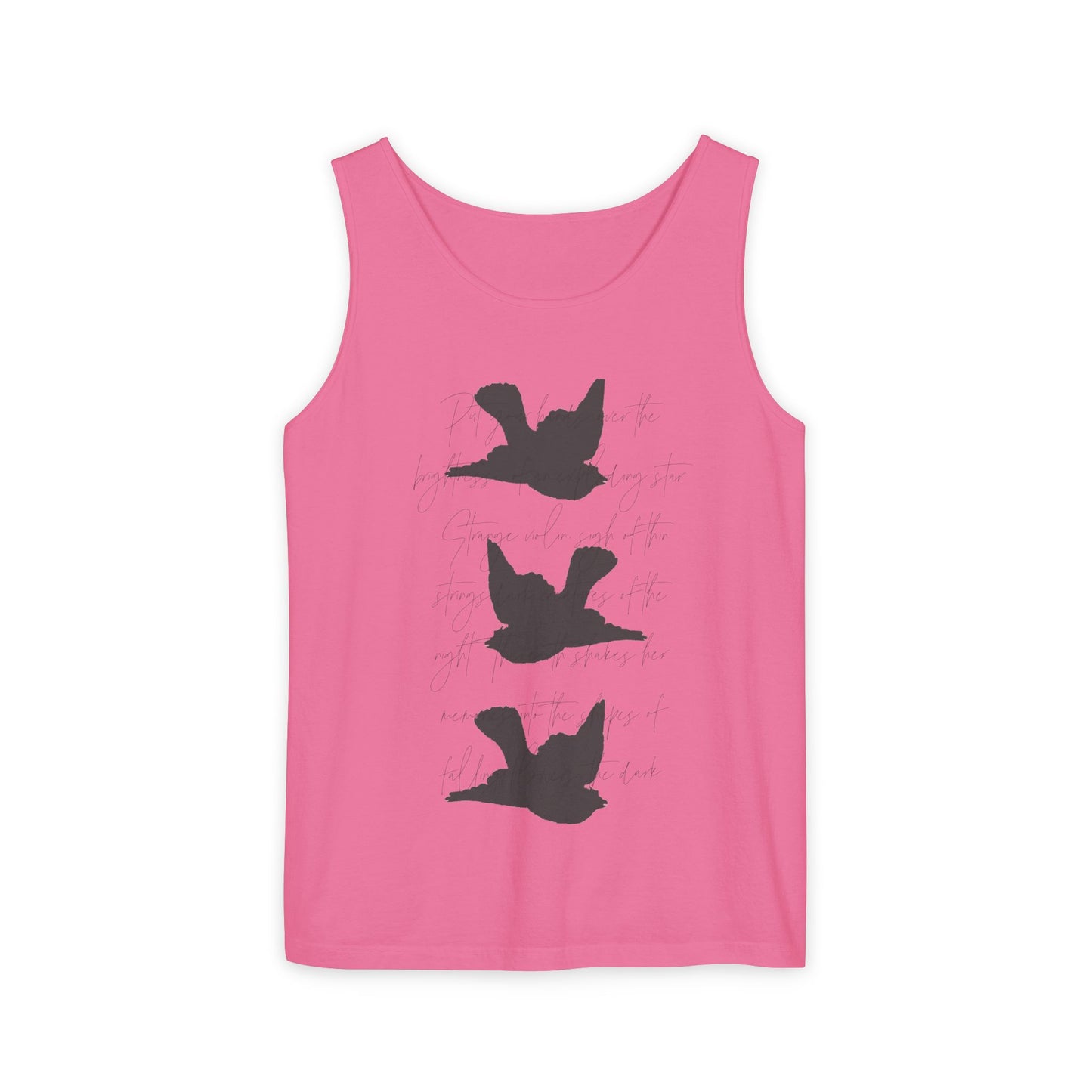 Three Birds + Poetry Front and Back Garment-Dyed Tank Top