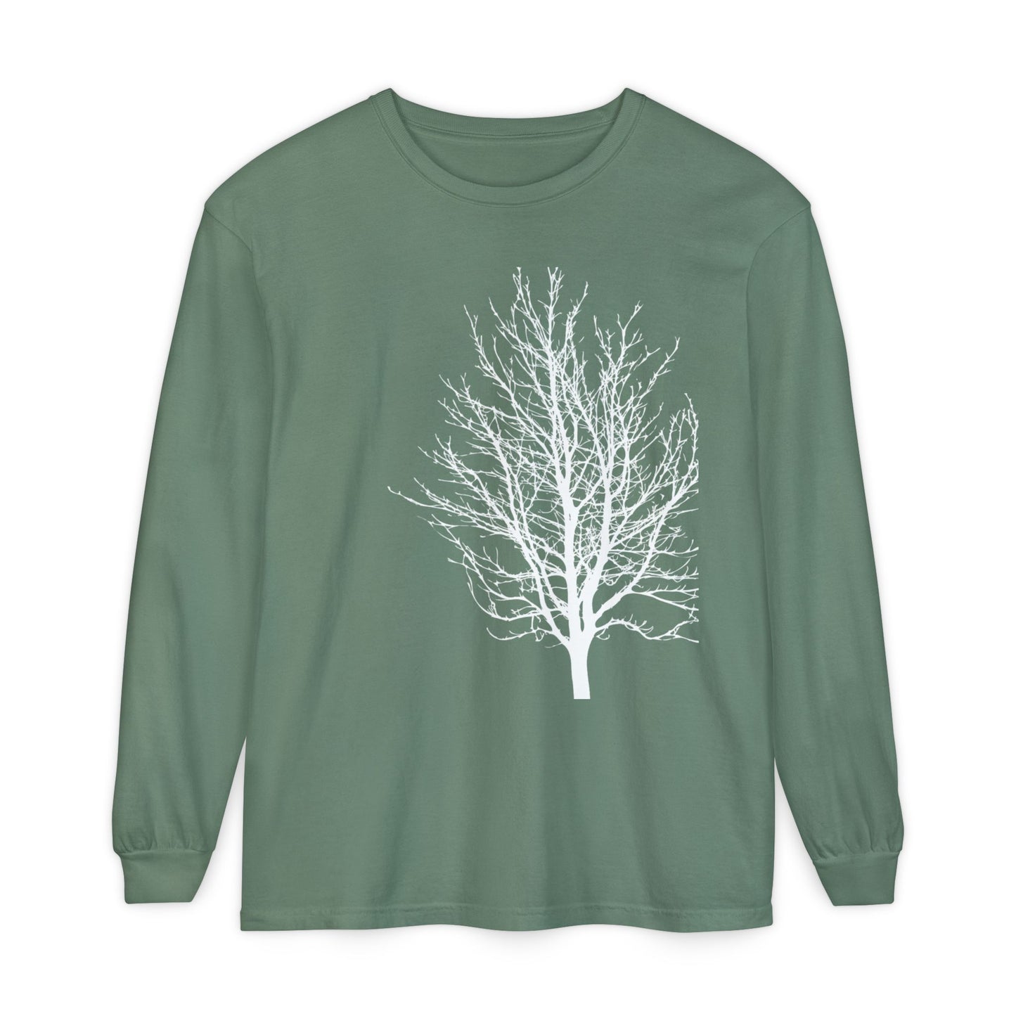 Single Tree Unisex Garment-dyed Long Sleeve T-Shirt- many colors