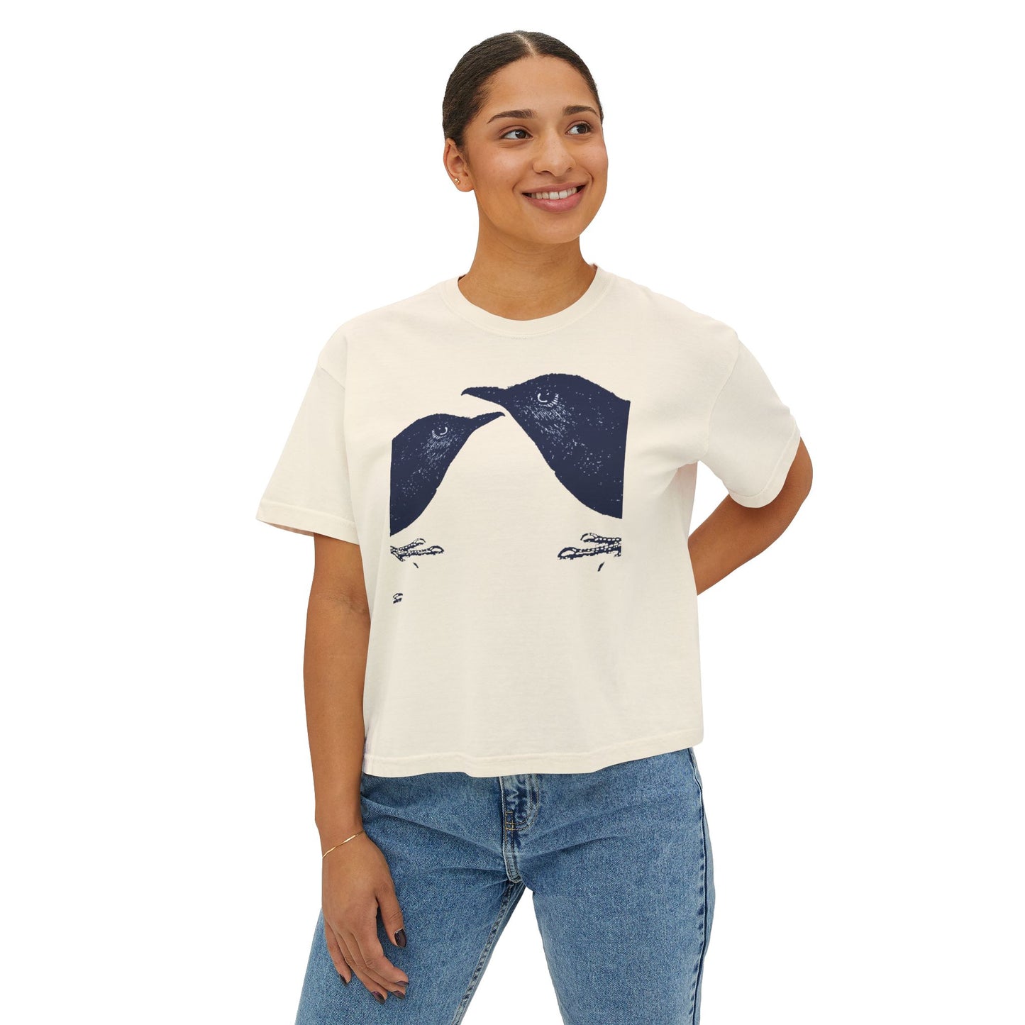 Lucky Bluebirds of Women's Boxy Tee- Basic