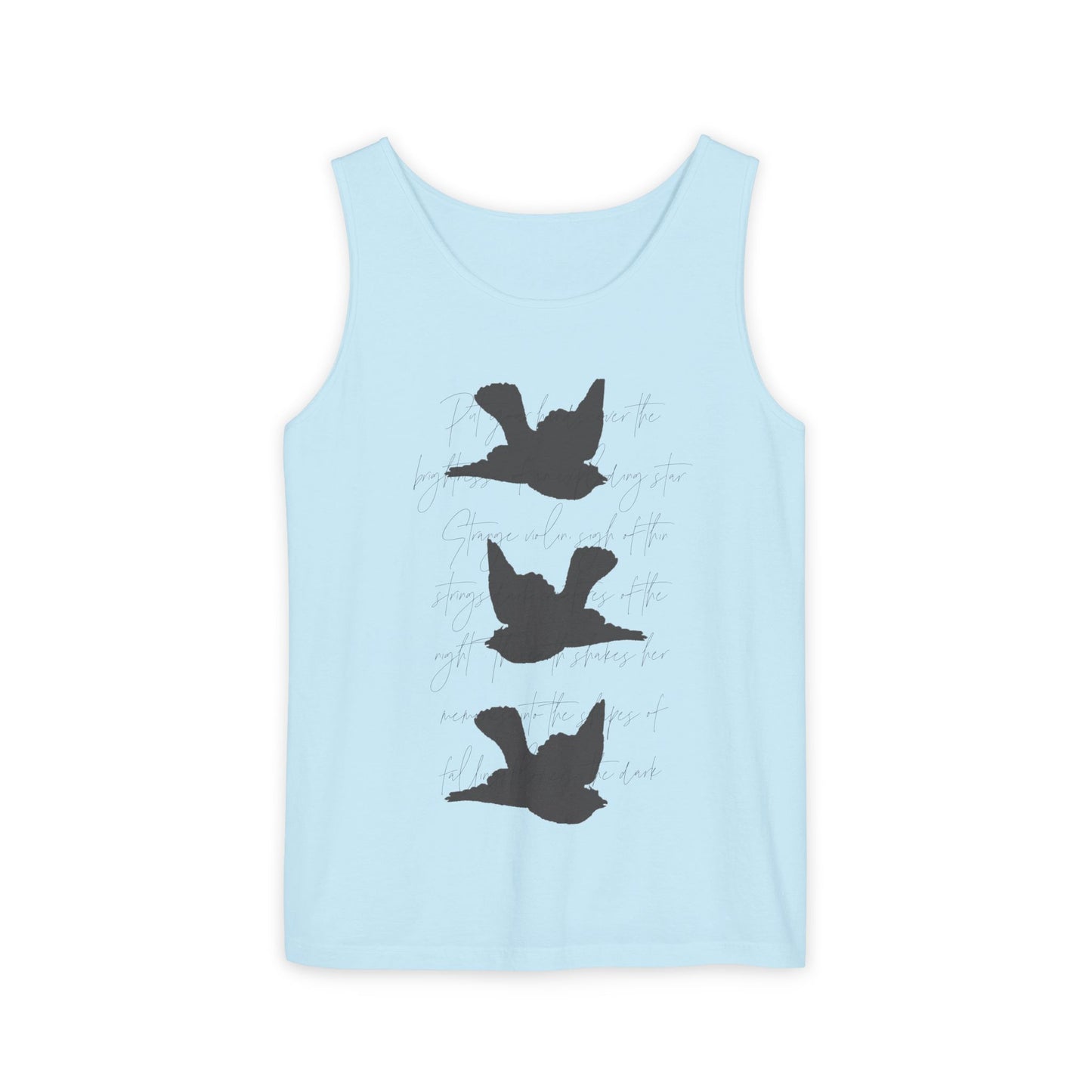 Three Birds + Poetry Front and Back Garment-Dyed Tank Top