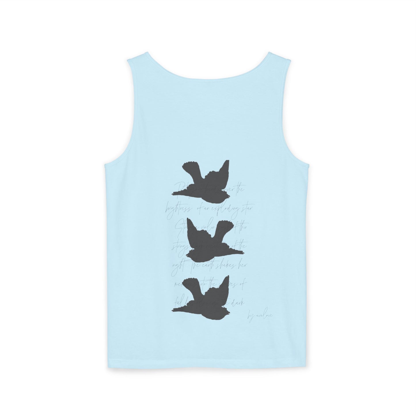Three Birds + Poetry Front and Back Garment-Dyed Tank Top