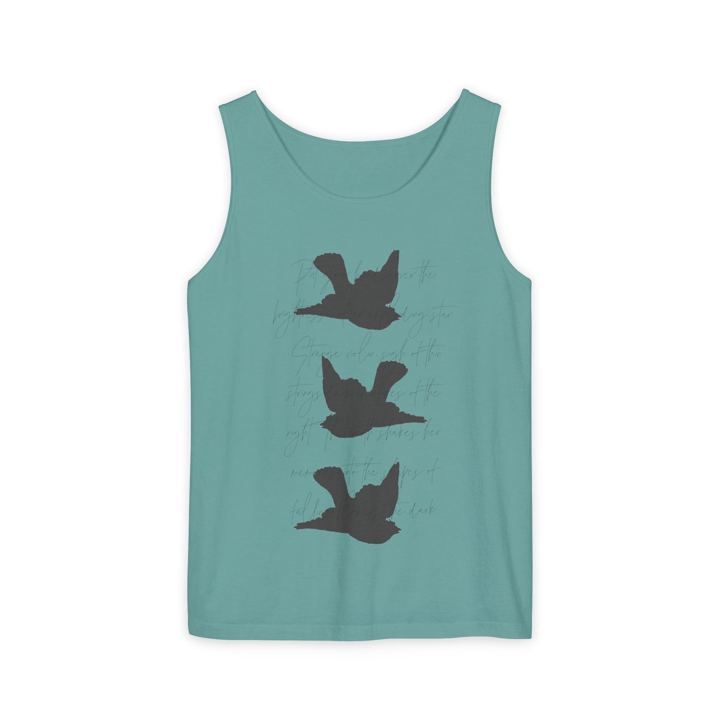 Three Birds + Poetry Front and Back Garment-Dyed Tank Top