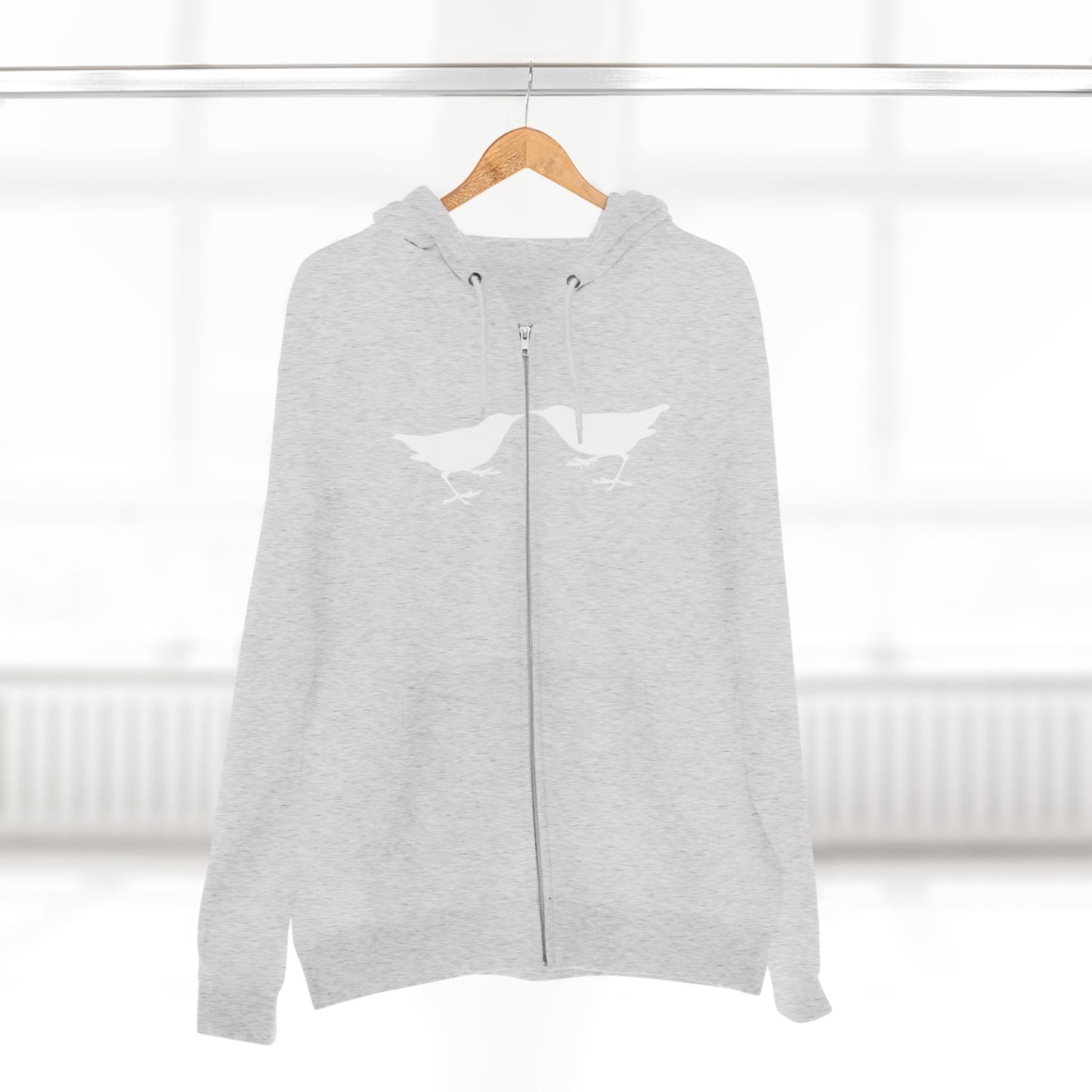 Single Tree with Two Birds - Navy Print Unisex Zip Hoodie- THE STORE by avalove