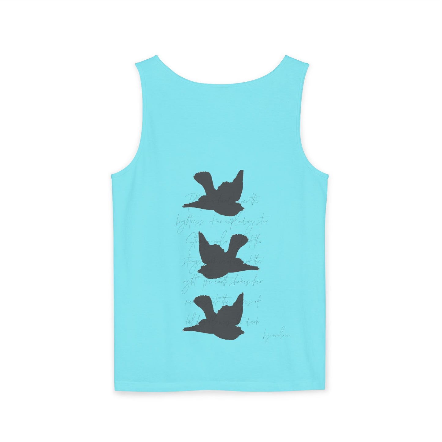 Three Birds + Poetry Front and Back Garment-Dyed Tank Top