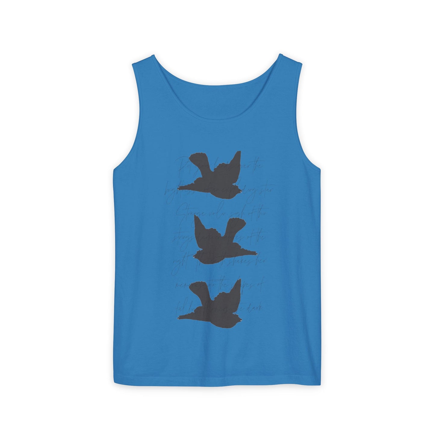 Three Birds + Poetry Front and Back Garment-Dyed Tank Top