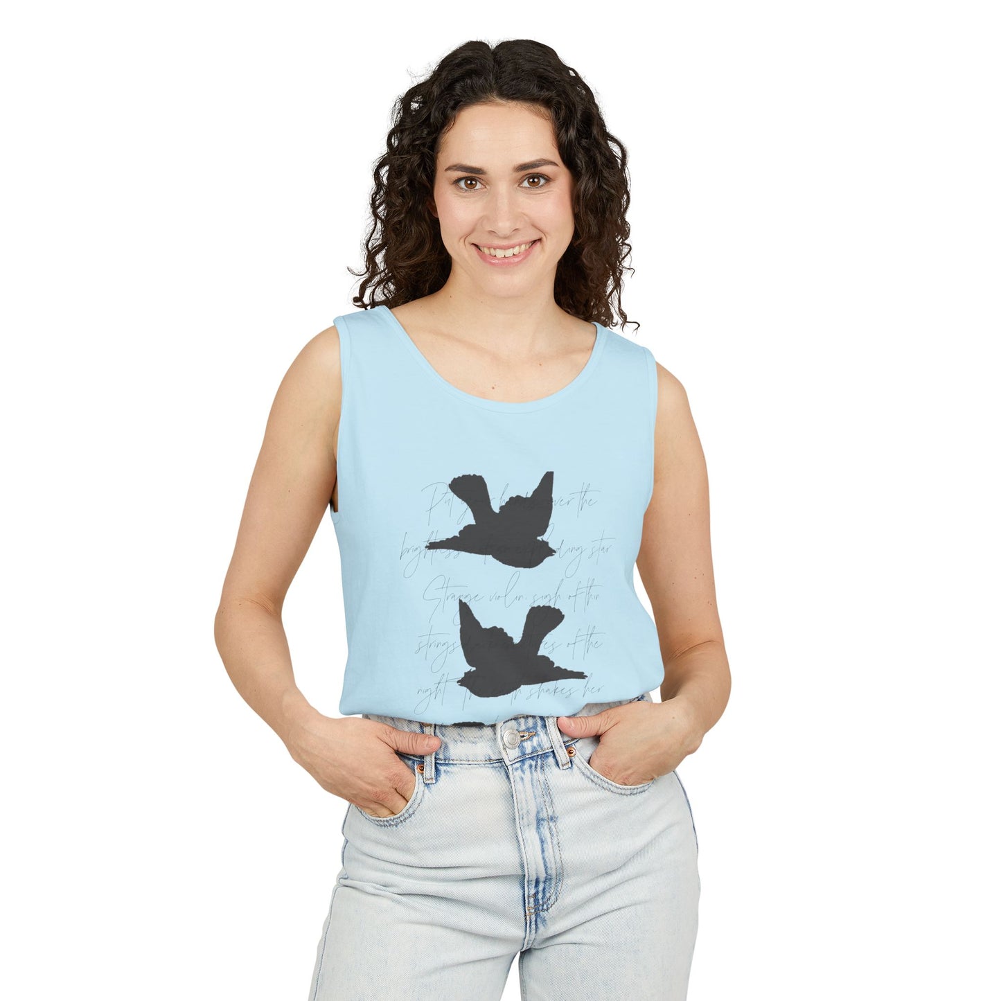 Three Birds + Poetry Front and Back Garment-Dyed Tank Top