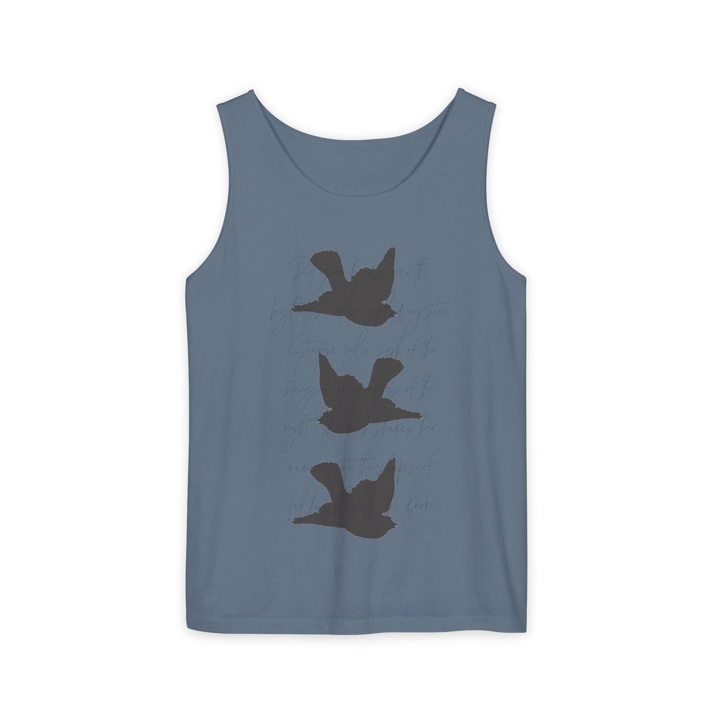 Three Birds + Poetry Front and Back Garment-Dyed Tank Top