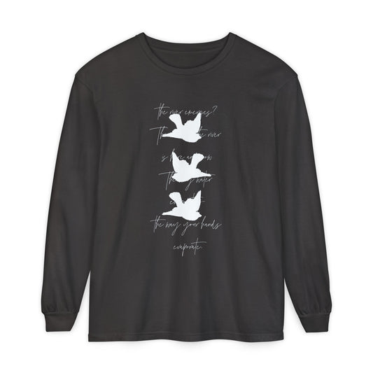 Three Birds + Poetry Garment-dyed Long Sleeve T-Shirt Basic