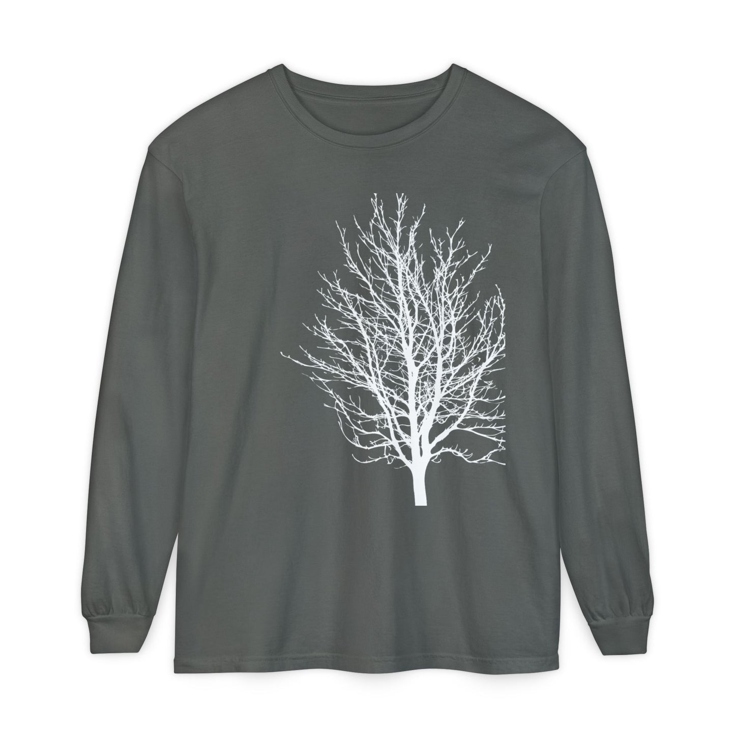 Single Tree Unisex Garment-dyed Long Sleeve T-Shirt- many colors