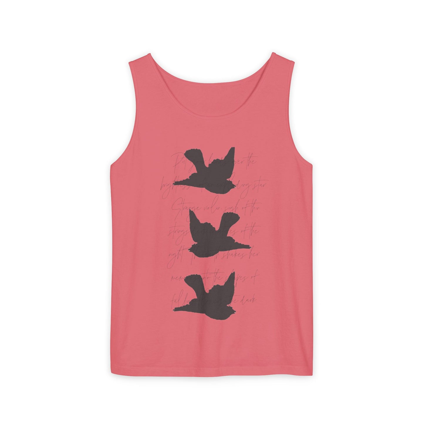 Three Birds + Poetry Front and Back Garment-Dyed Tank Top