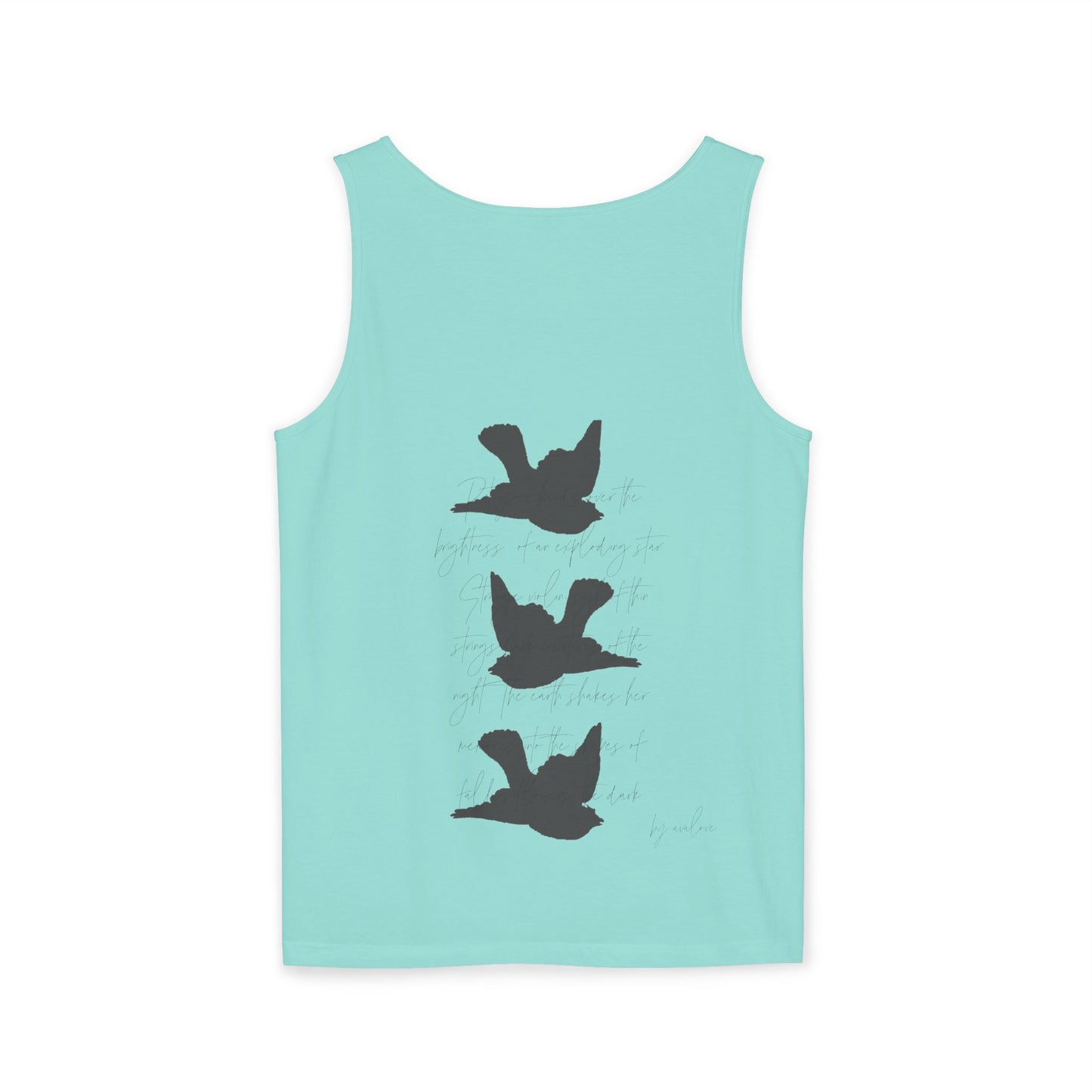 Three Birds + Poetry Front and Back Garment-Dyed Tank Top