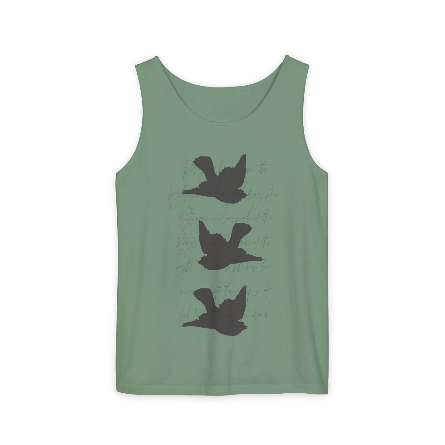 Three Birds + Poetry Front and Back Garment-Dyed Tank Top