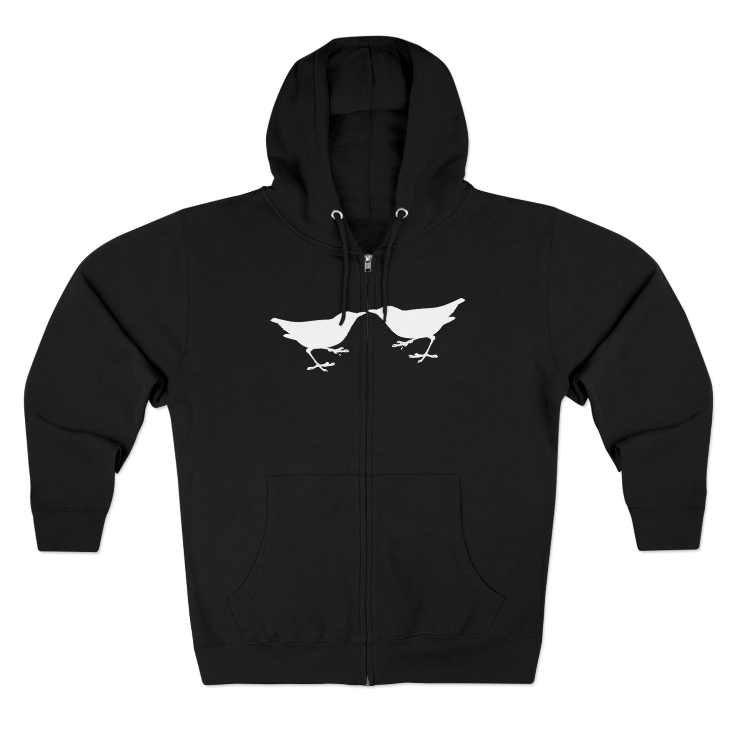 Single Tree with Two Birds - Navy Print Unisex Zip Hoodie- THE STORE by avalove