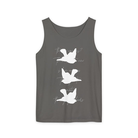 Bird + Poem Garment-Dyed Tank Top - front and back- BASIC