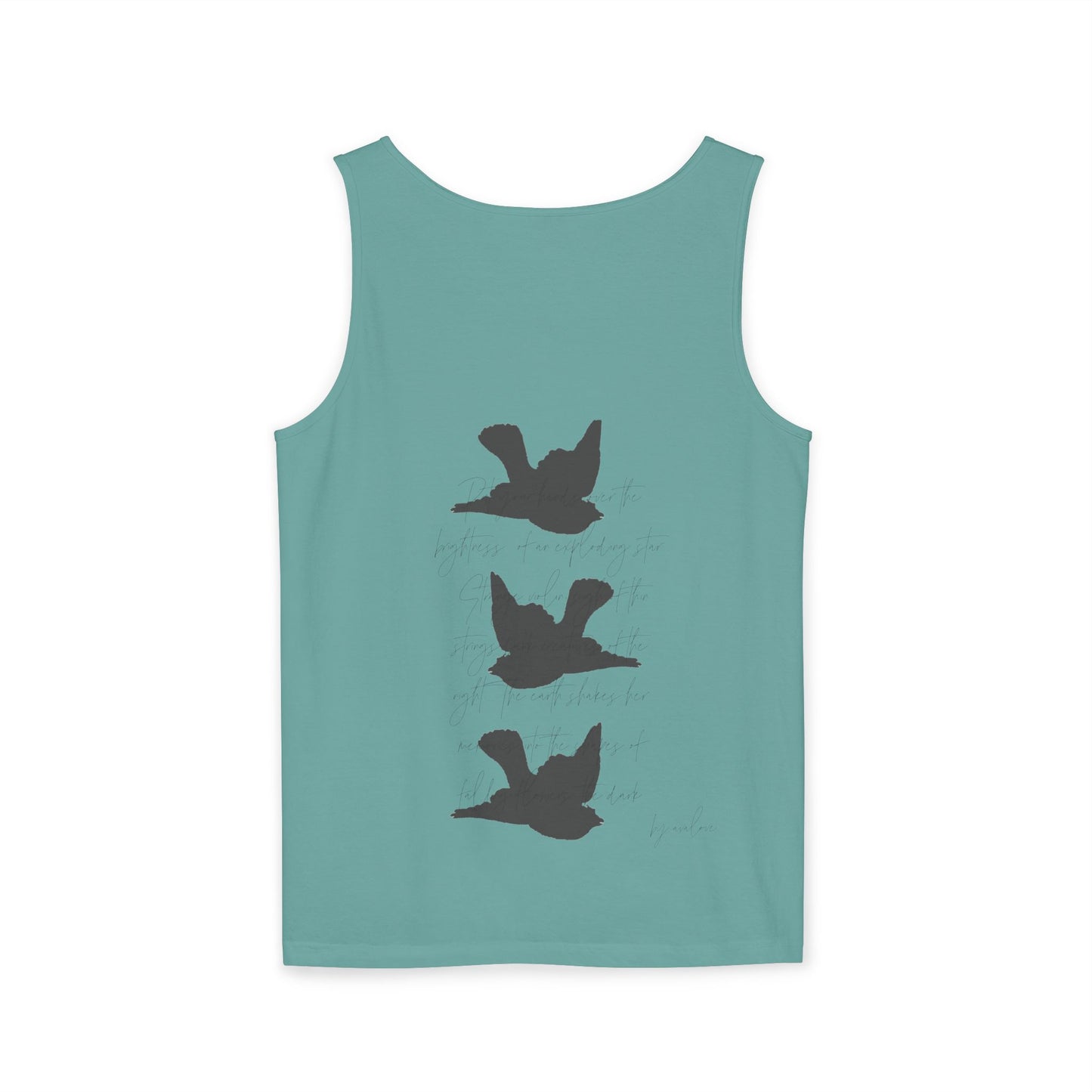 Three Birds + Poetry Front and Back Garment-Dyed Tank Top