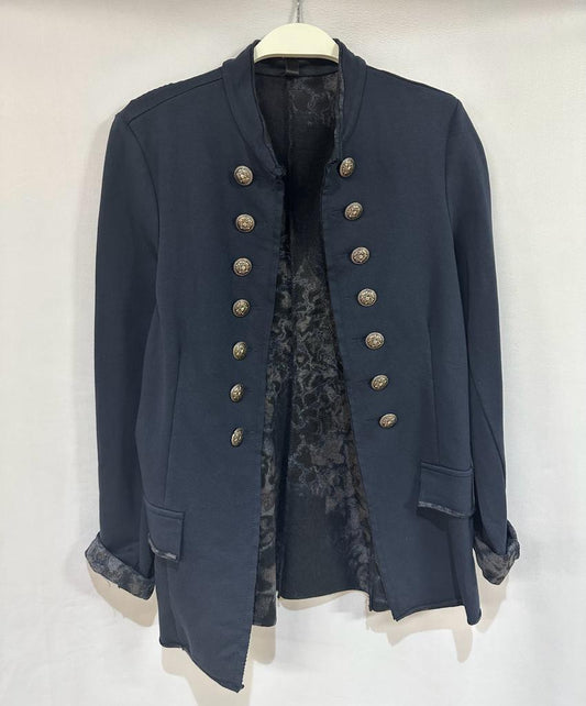 Meadow: Hand Embroidered Deer Jacket-NAVY
