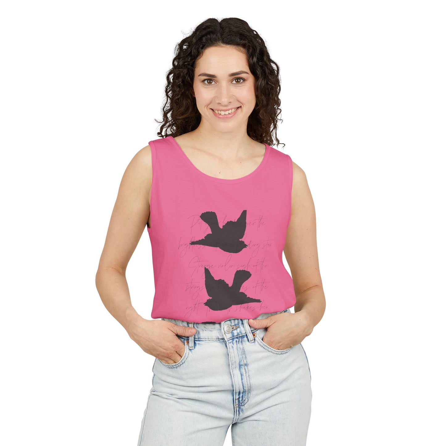 Three Birds + Poetry Front and Back Garment-Dyed Tank Top