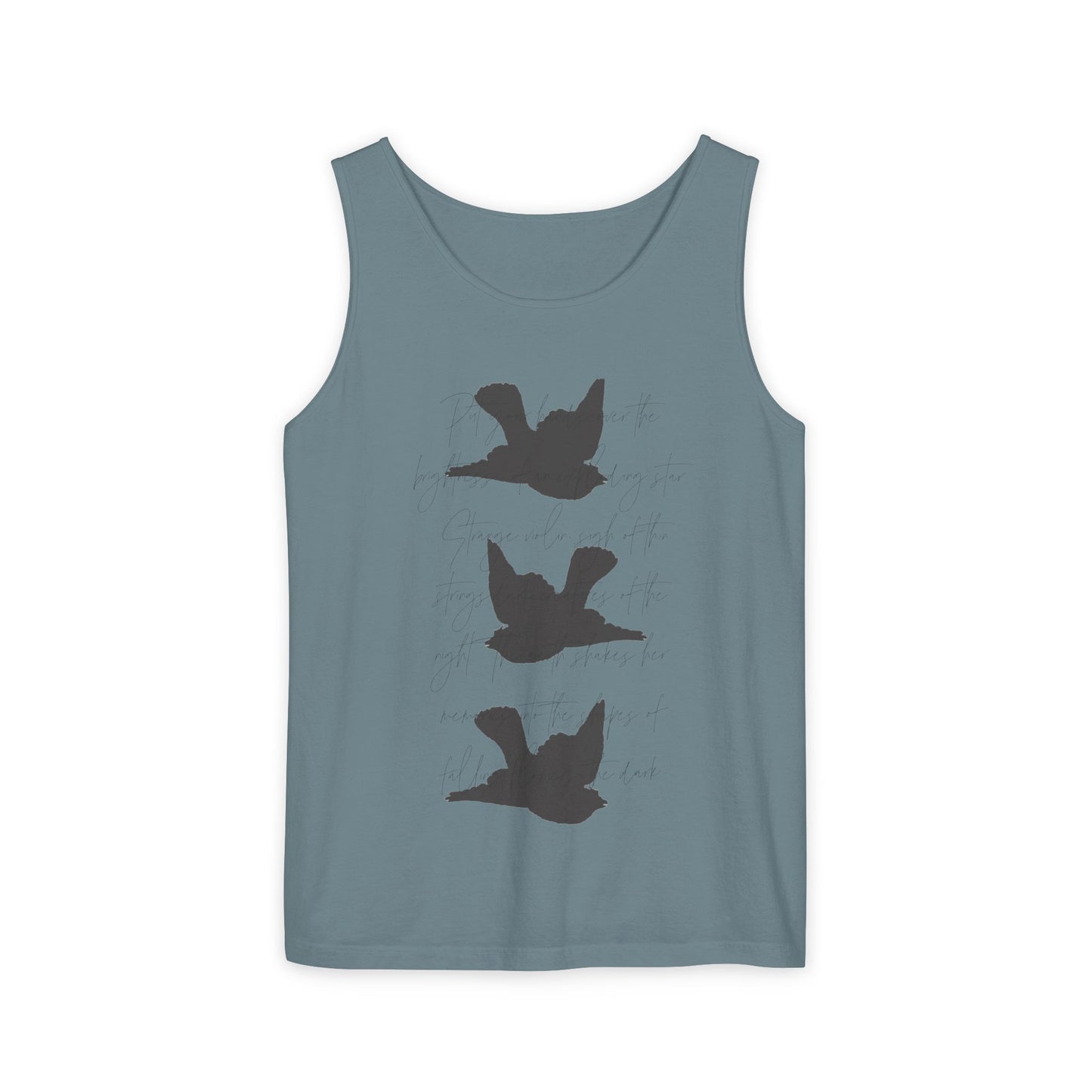 Three Birds + Poetry Front and Back Garment-Dyed Tank Top