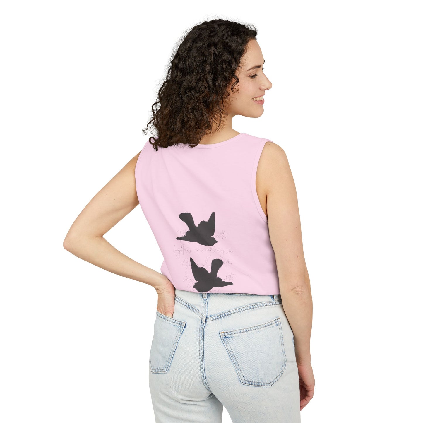 Three Birds + Poetry Front and Back Garment-Dyed Tank Top