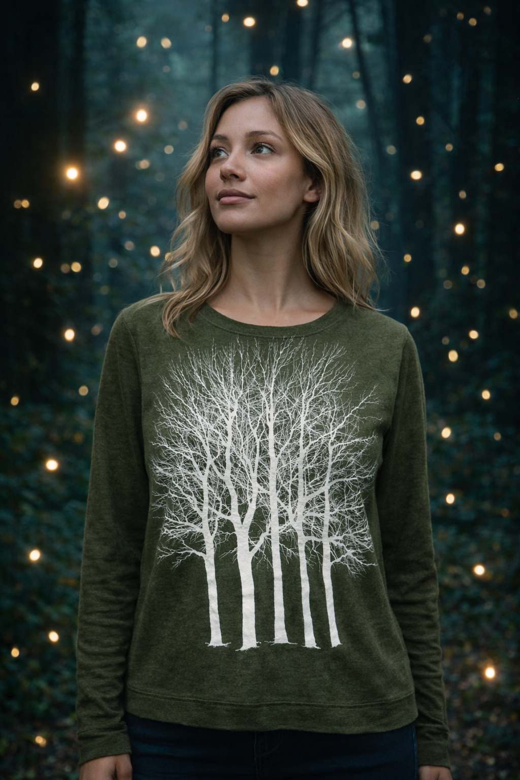 Fairytale Tree Basic Vegan Cashmere Fleece Sweater-Sage