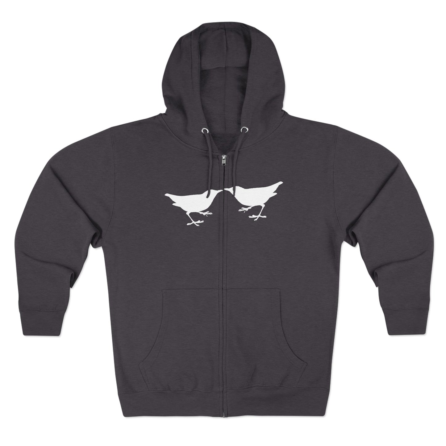 Single Tree with Two Birds - Navy Print Unisex Zip Hoodie- THE STORE by avalove