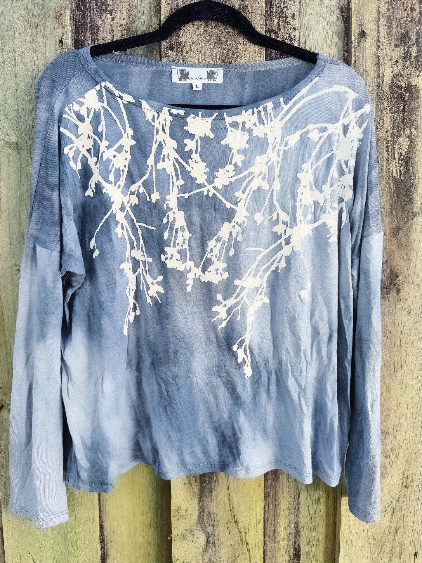 Falling Flowers Long Sleeve-Blue Mono Dye