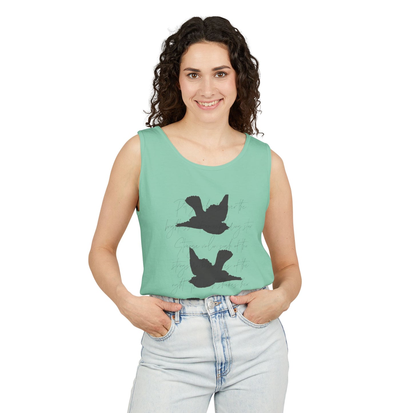 Three Birds + Poetry Front and Back Garment-Dyed Tank Top