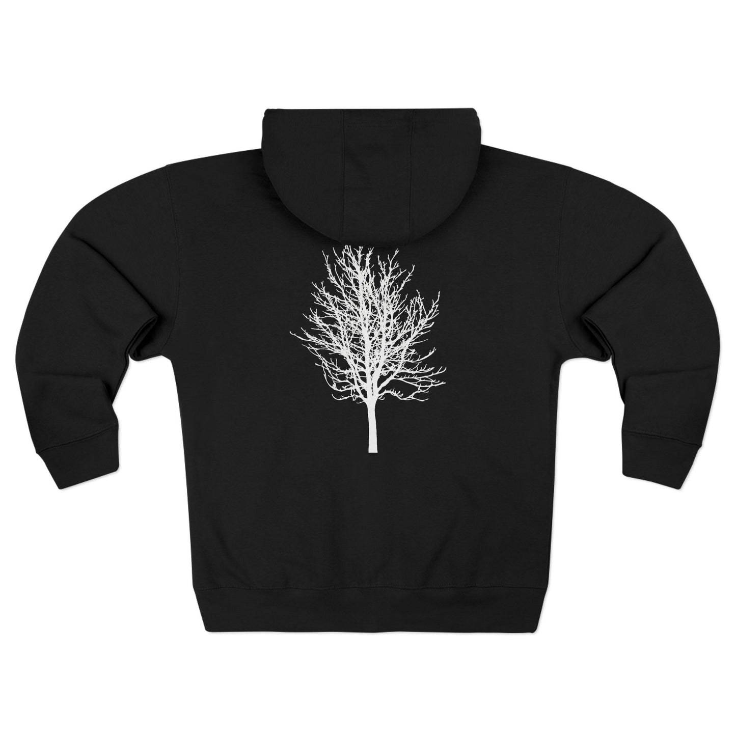 Single Tree with Two Birds - Navy Print Unisex Zip Hoodie- THE STORE by avalove