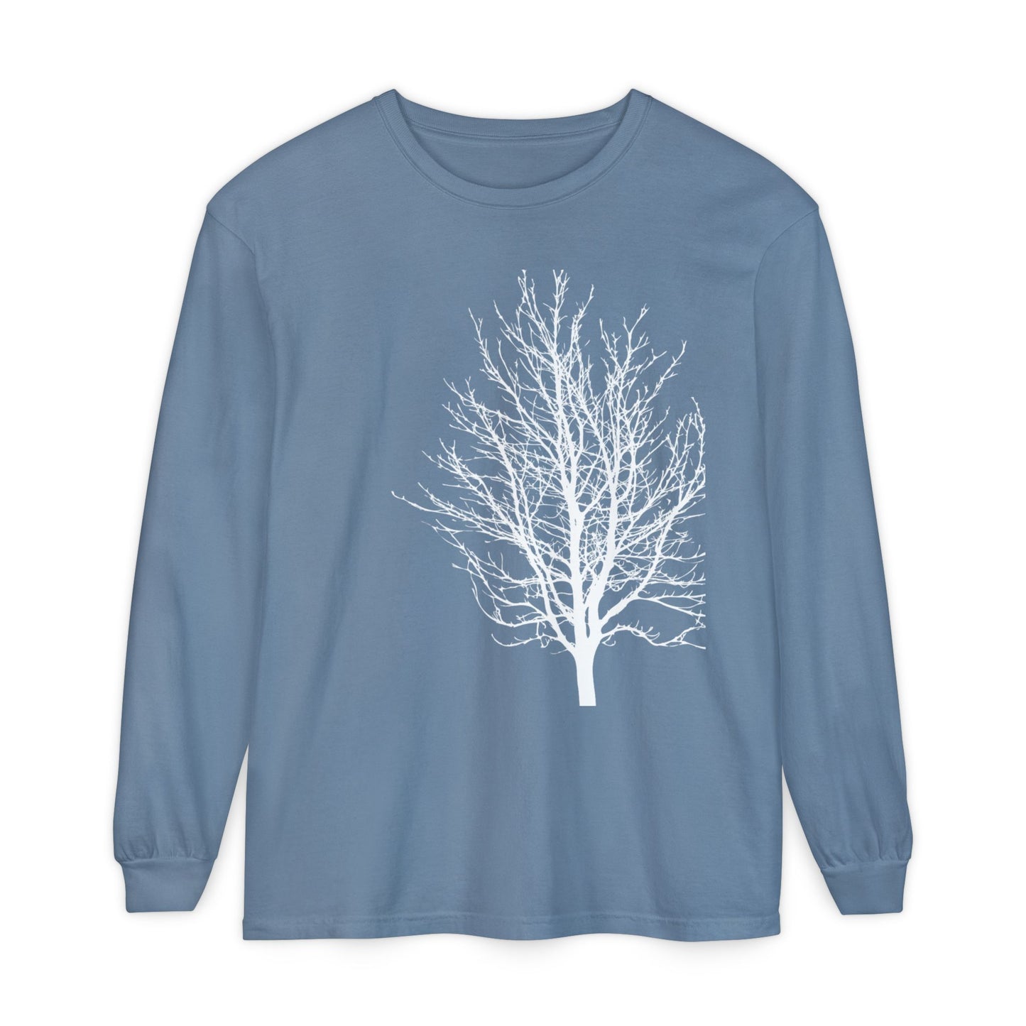 Single Tree Unisex Garment-dyed Long Sleeve T-Shirt- many colors