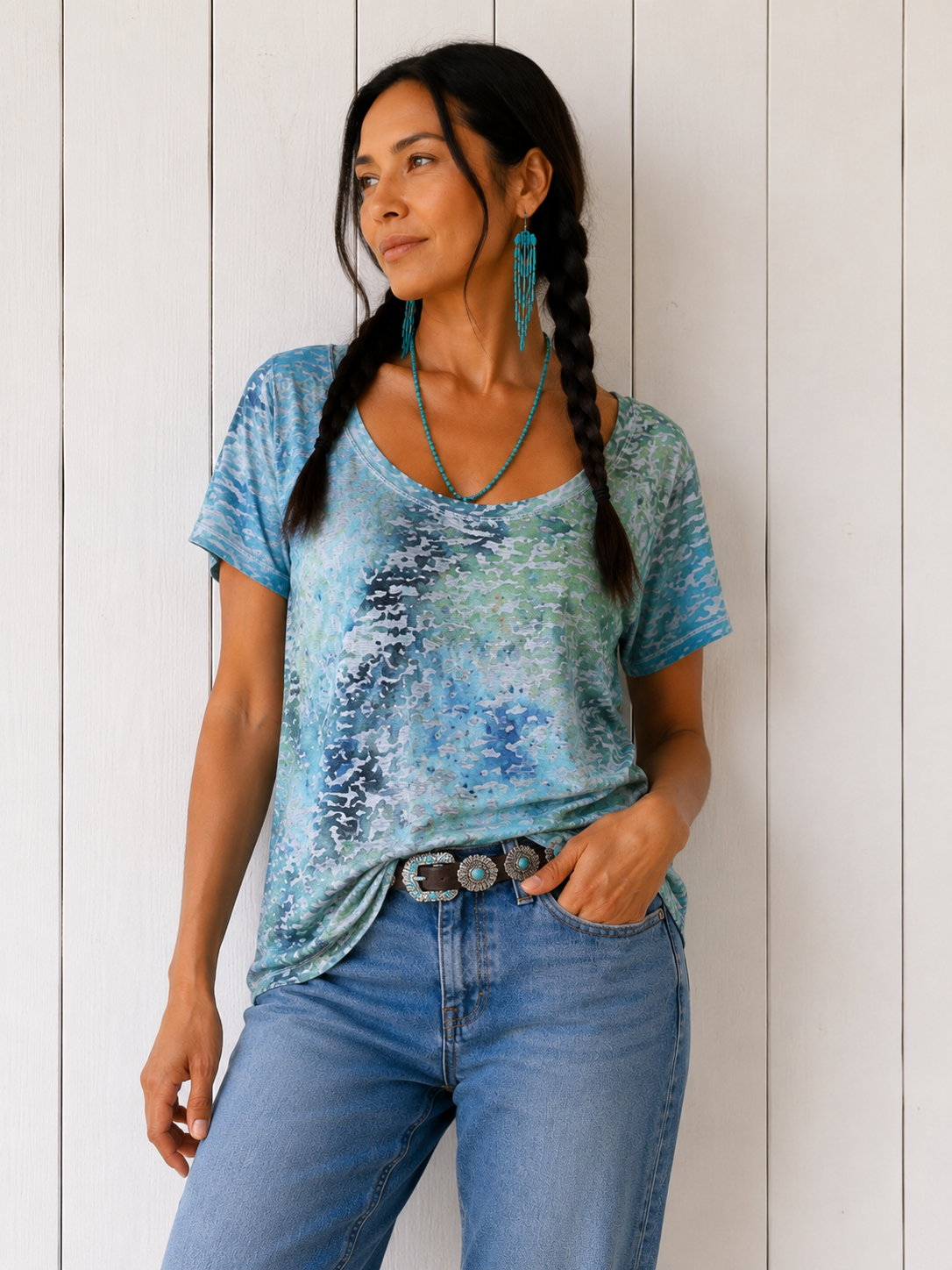 Watercolor Dye: Burnout Tee: Rivers and Seagrass