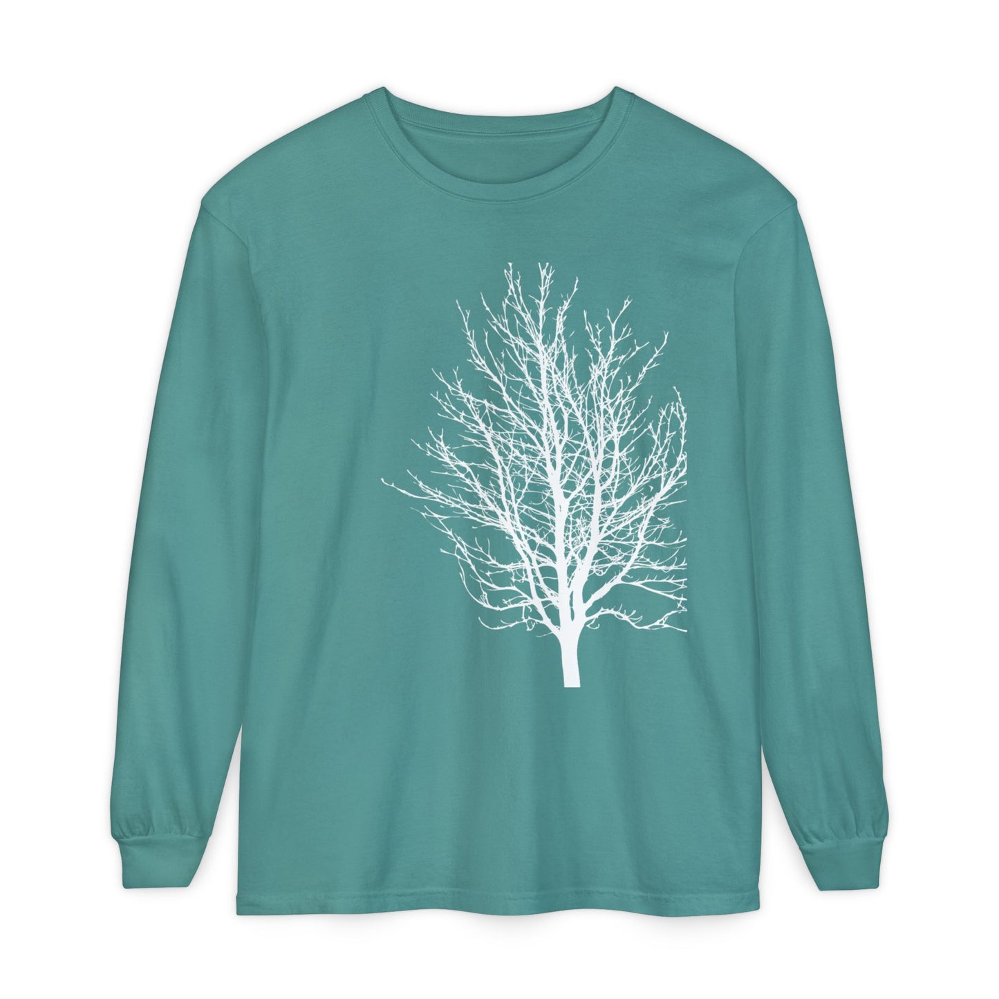 Single Tree Unisex Garment-dyed Long Sleeve T-Shirt- many colors