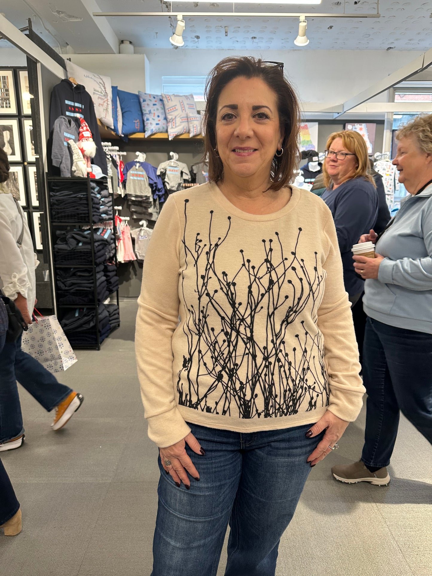 Field Two Sided Print Limited Edition : Basic Lux Vegan Cashmere Fleece-oatmeal crew- all sizes