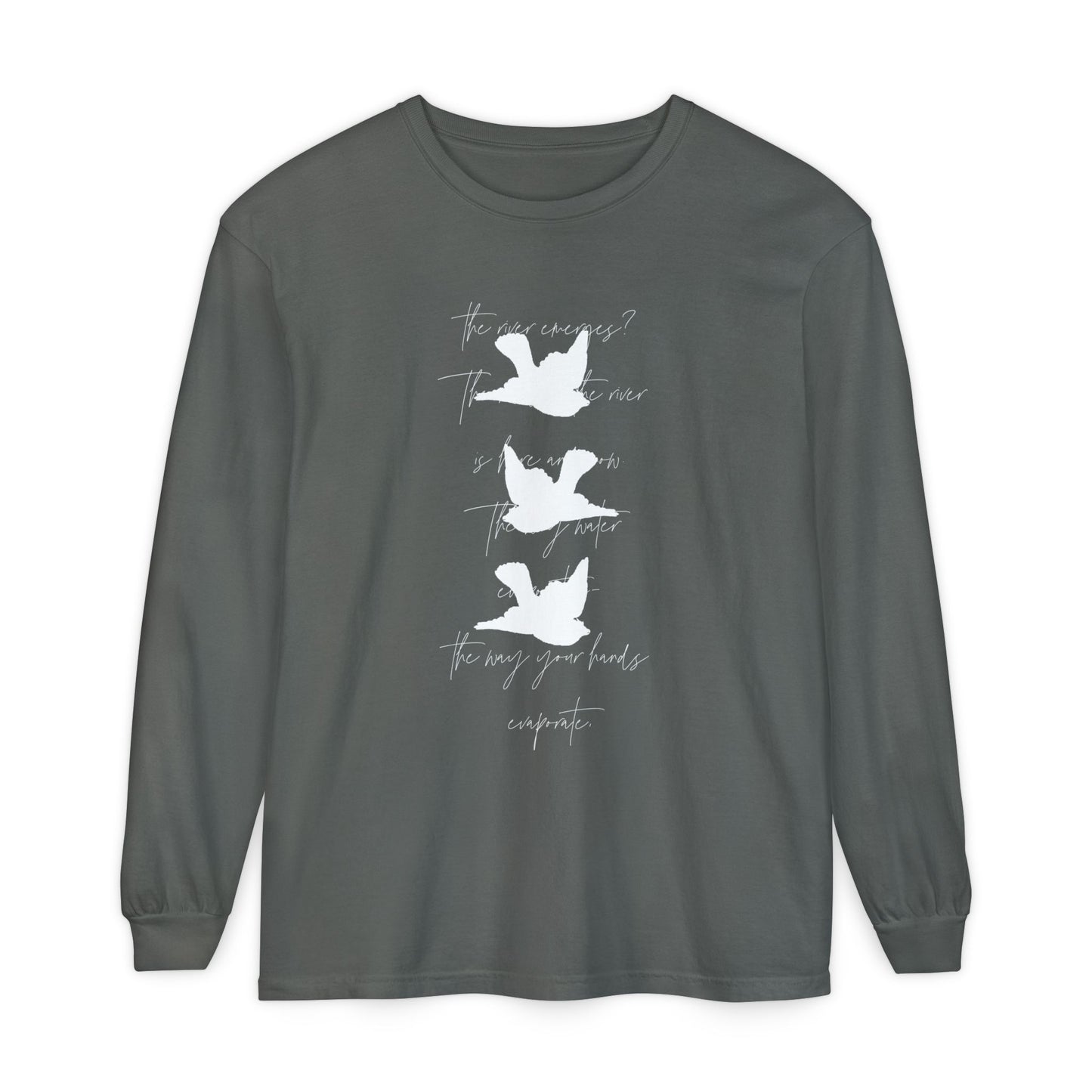 Three Birds + Poetry Garment-dyed Long Sleeve T-Shirt Basic