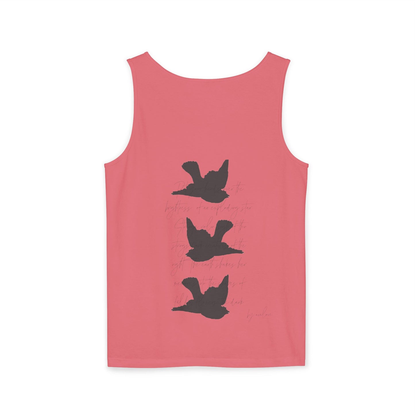 Three Birds + Poetry Front and Back Garment-Dyed Tank Top
