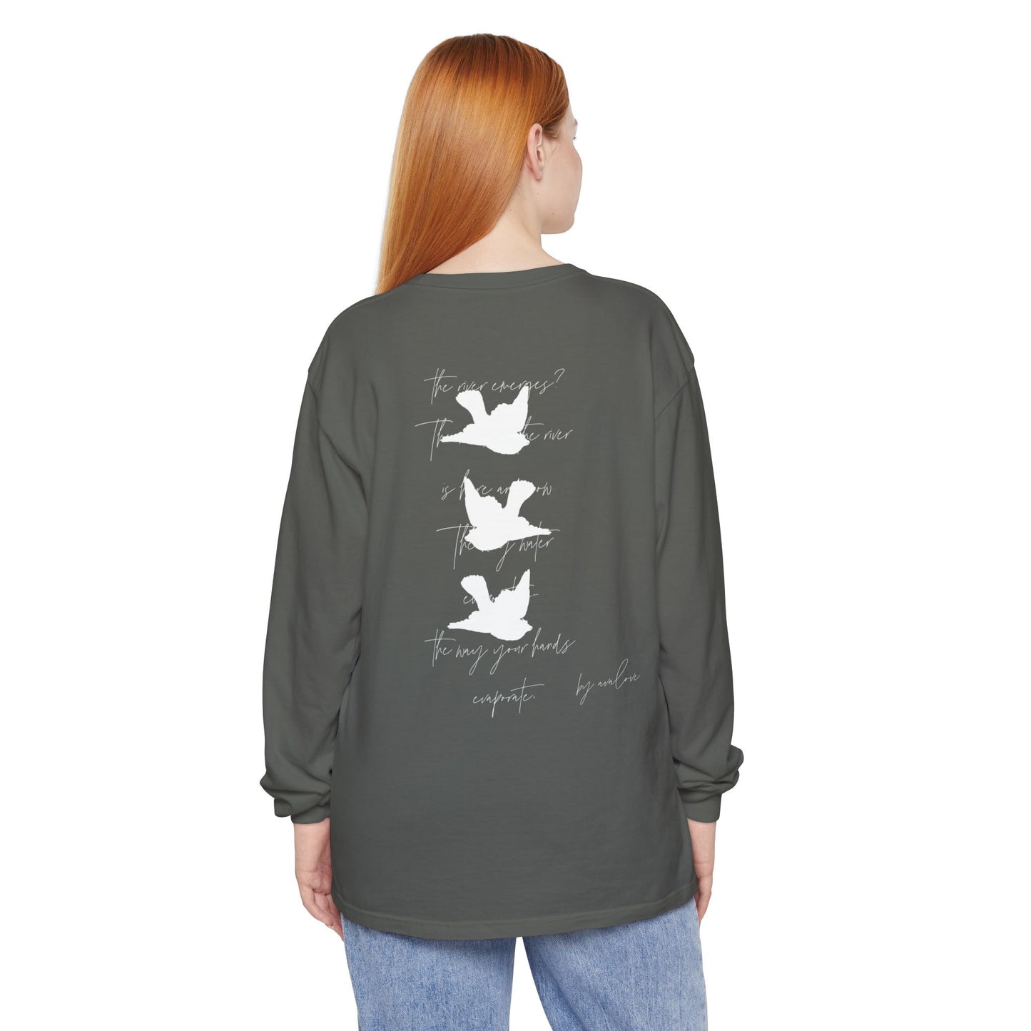 Three Birds + Poetry Garment-dyed Long Sleeve T-Shirt Basic