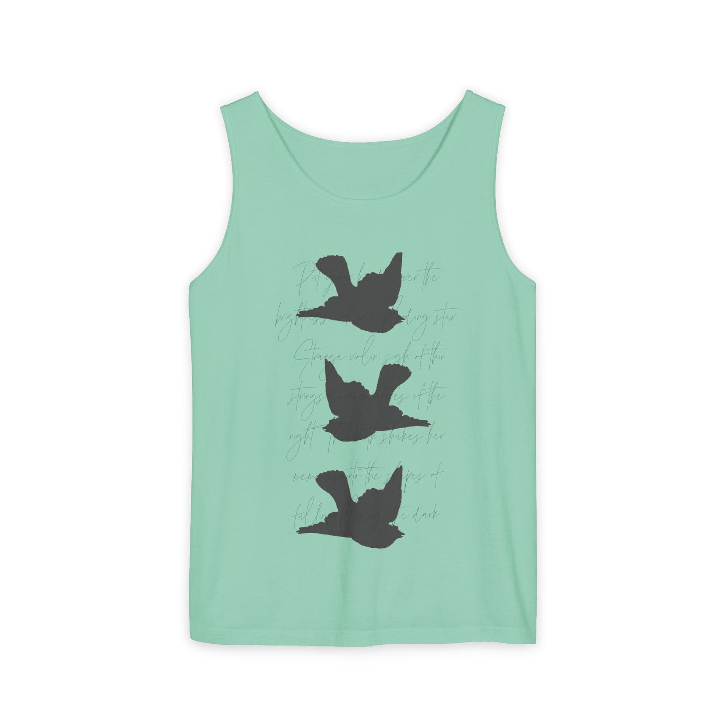 Three Birds + Poetry Front and Back Garment-Dyed Tank Top