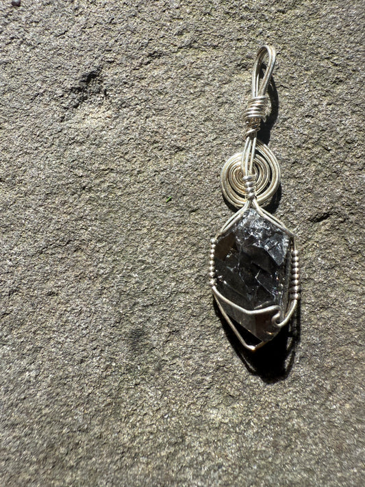 Herkimer Diamond Talisman: 🌿💎🌿 Plant Spirit Herkimer Diamond — Rare Black Herkimer with Ancient Plant Inclusion