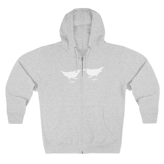 Single Tree with Two Birds - Navy Print Unisex Zip Hoodie- THE STORE by avalove