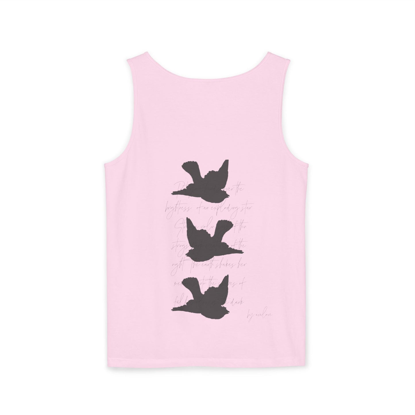 Three Birds + Poetry Front and Back Garment-Dyed Tank Top