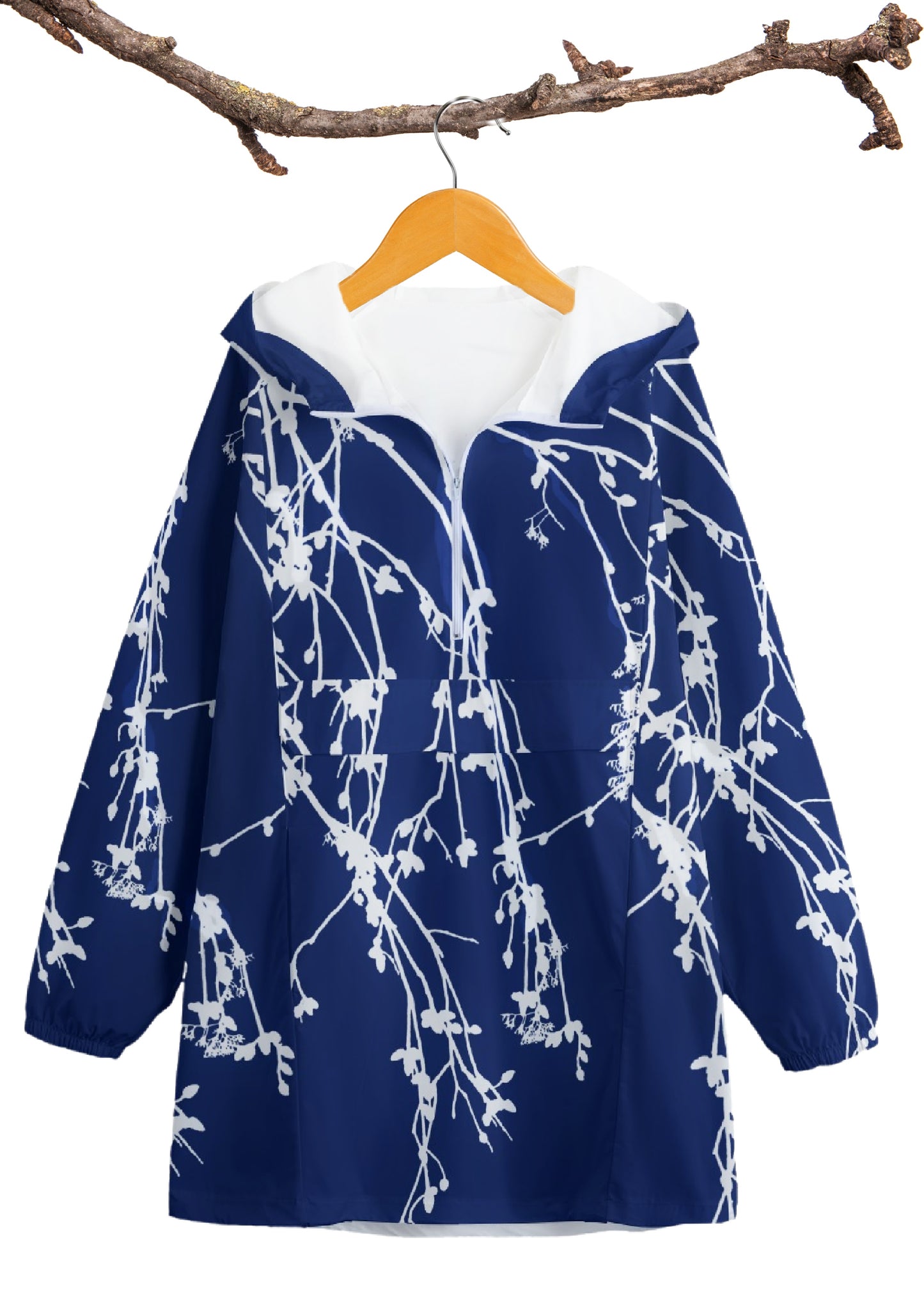 Falling Flowers Windbreaker in Navy