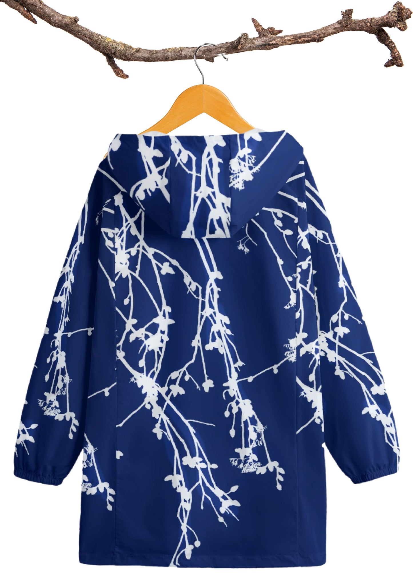 Falling Flowers Windbreaker in Navy