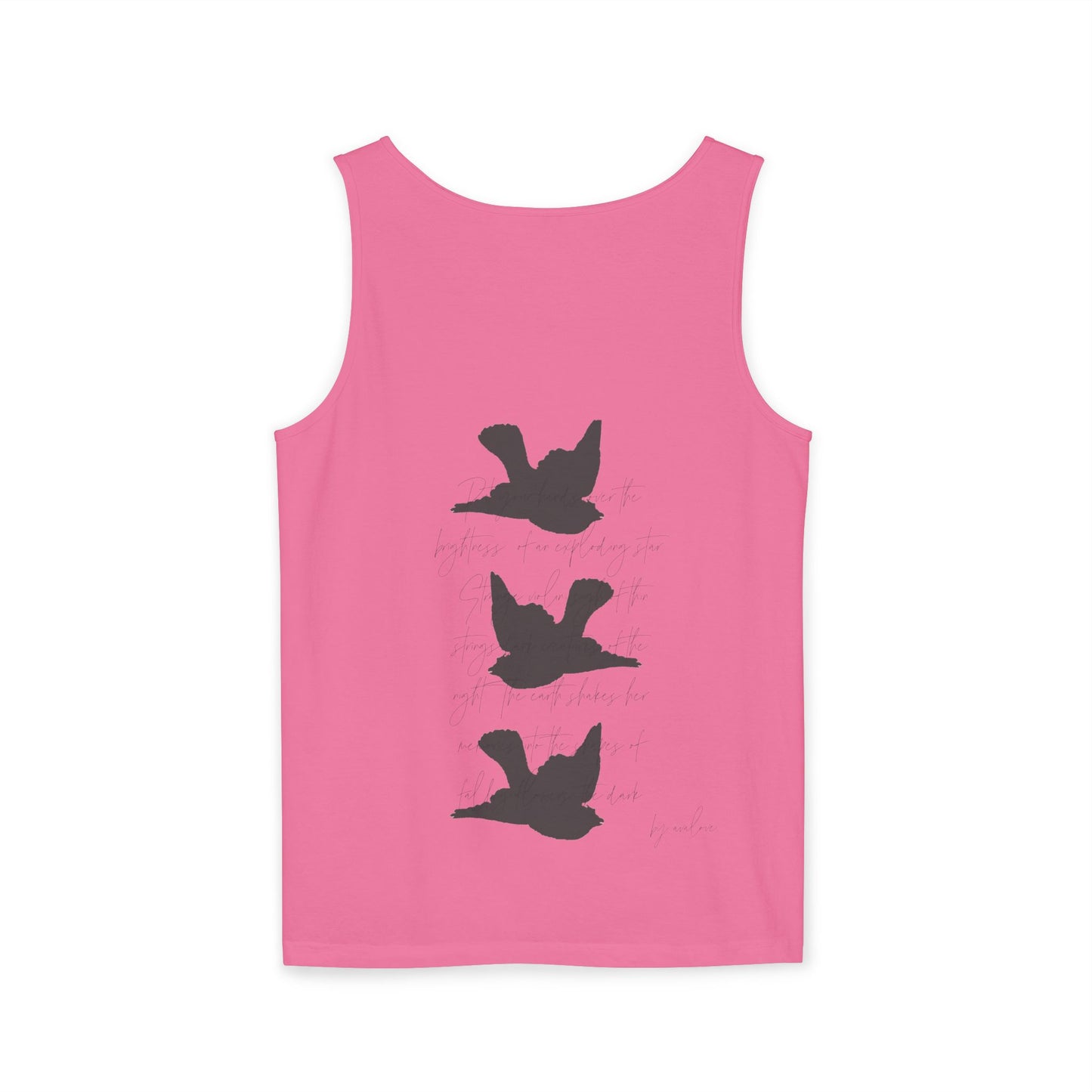 Three Birds + Poetry Front and Back Garment-Dyed Tank Top