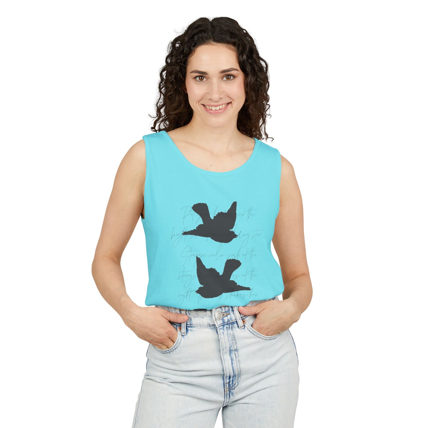 Three Birds + Poetry Front and Back Garment-Dyed Tank Top