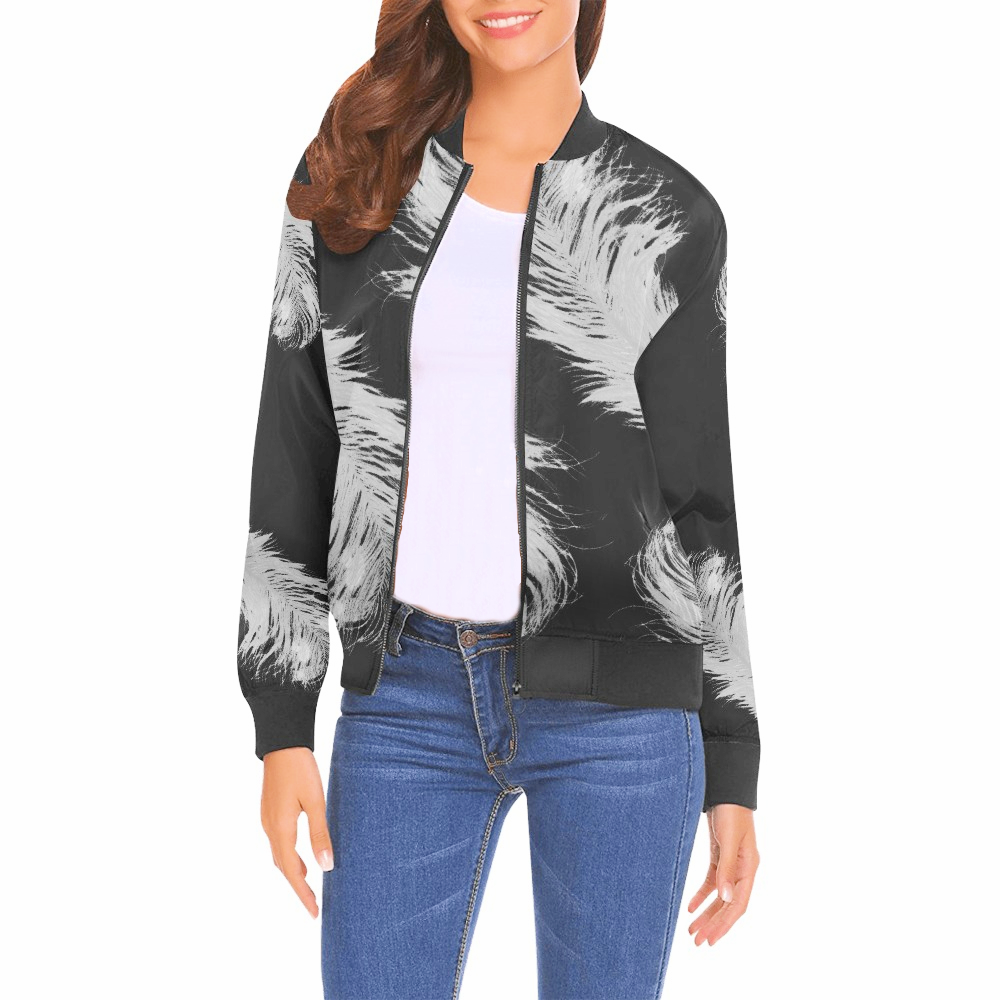 Writer's Quill Bomber Jacket- Black + Silver