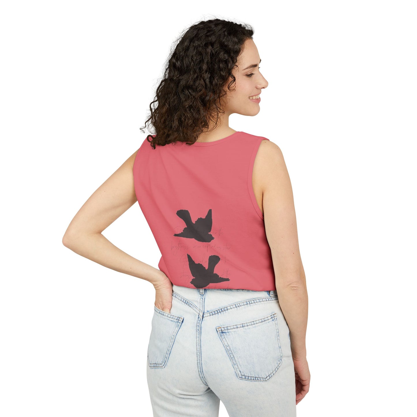 Three Birds + Poetry Front and Back Garment-Dyed Tank Top