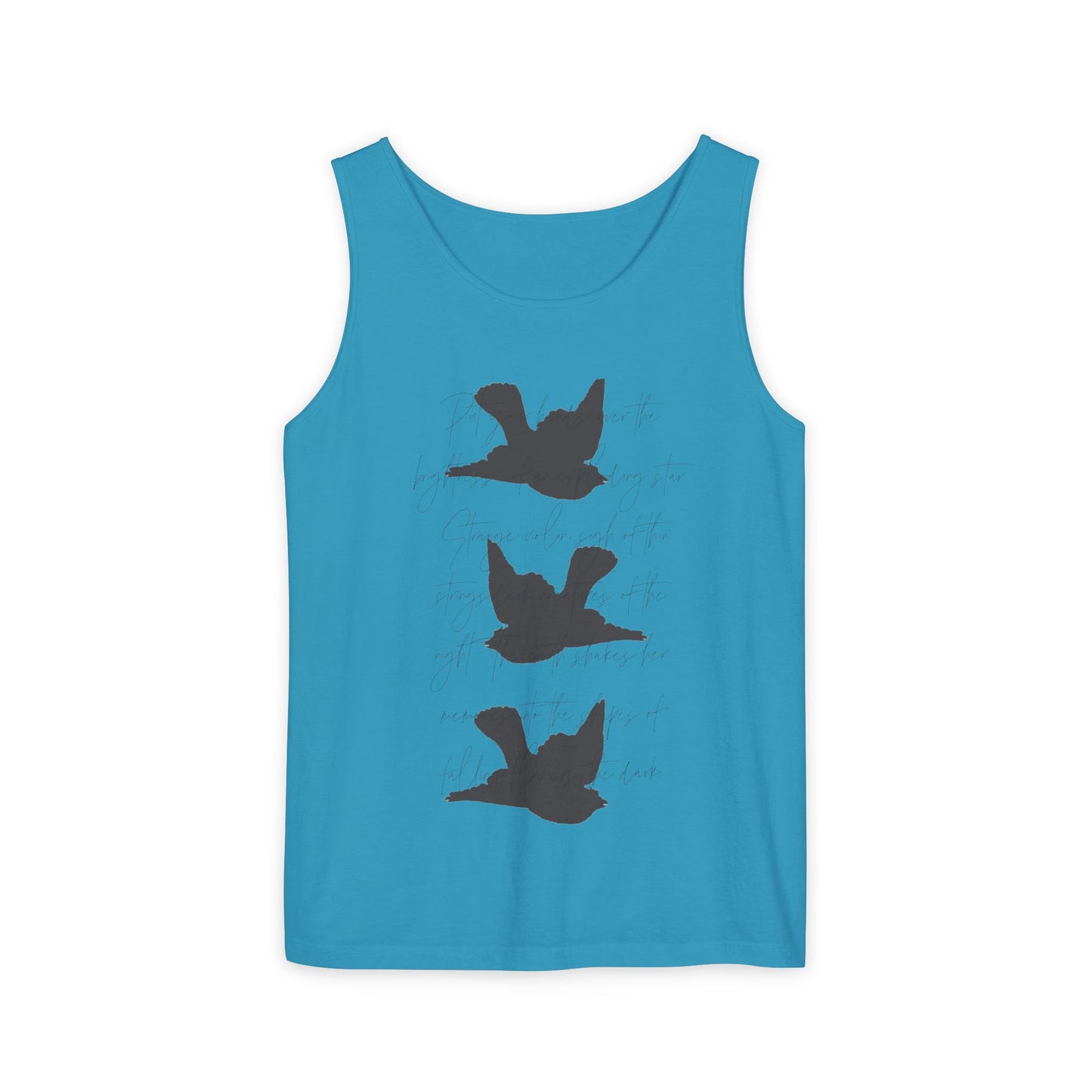 Three Birds + Poetry Front and Back Garment-Dyed Tank Top